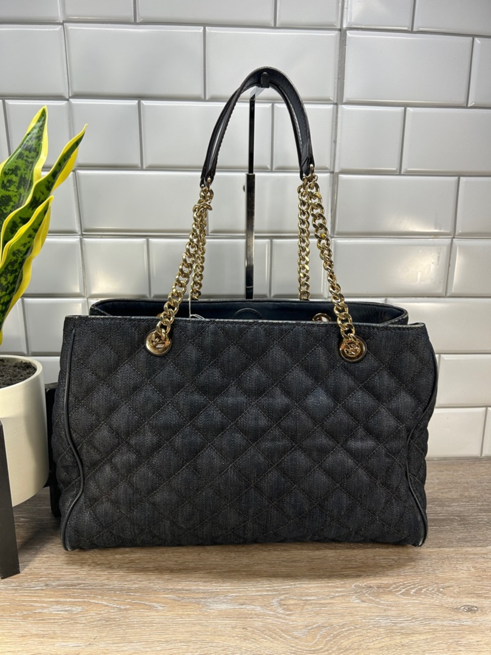 1955 Michael Kors dark denim Leather Tote with Gold Hardware 259041955 - Picture 2 of 16